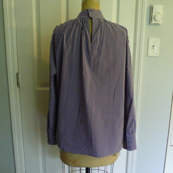 {Set} Stripe Mock Neck Blouse - Sz M - Picture 6 of 11